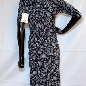 LuLaRoe Black and Gray Floral Long Sleeve Dress